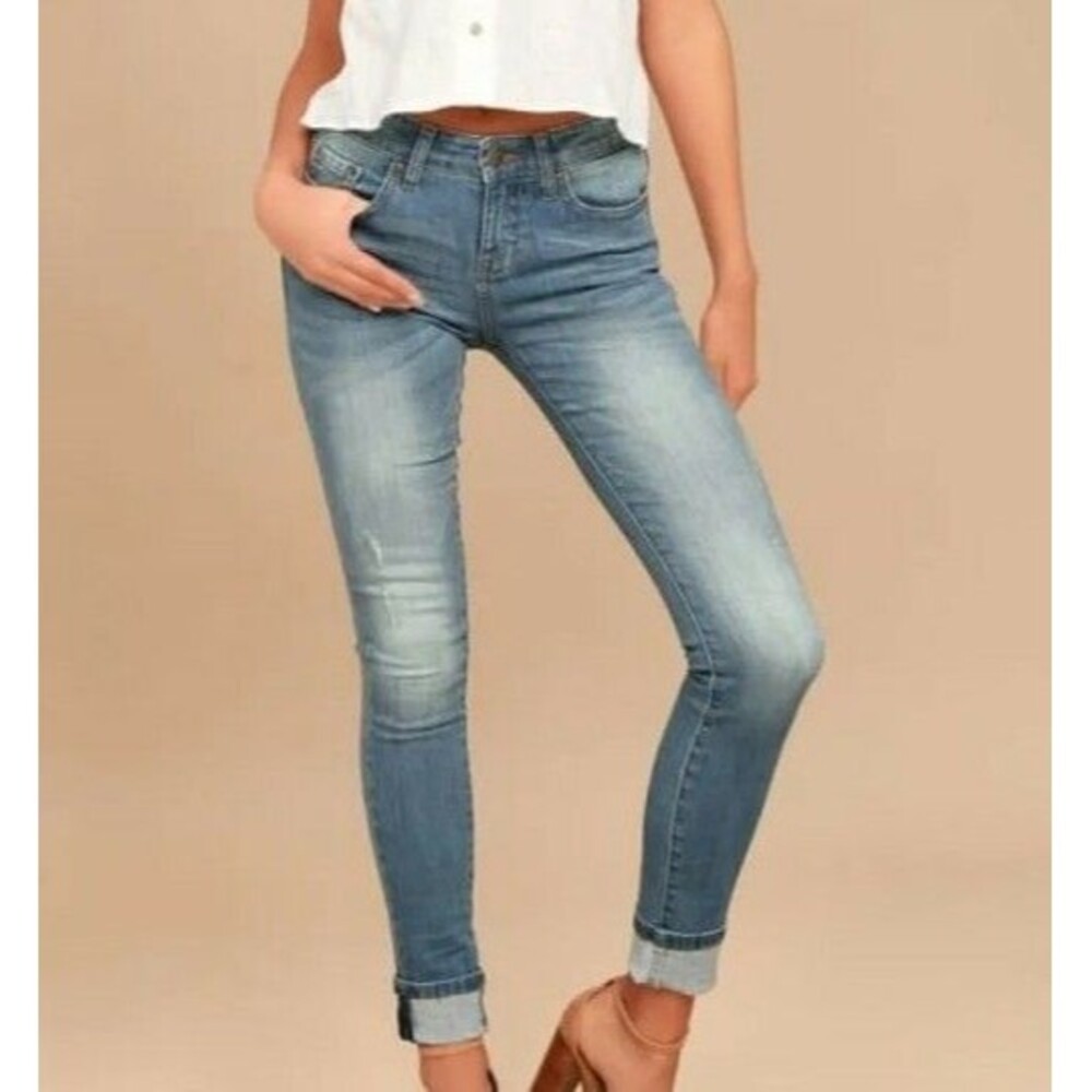 EVIDNT LOS ANGELES Solana Distressed Mid-Rise Slim Skinny Jeans 28 (a